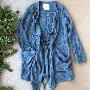 Hei Hei Anthropologie Blue Embroidered Cardigan